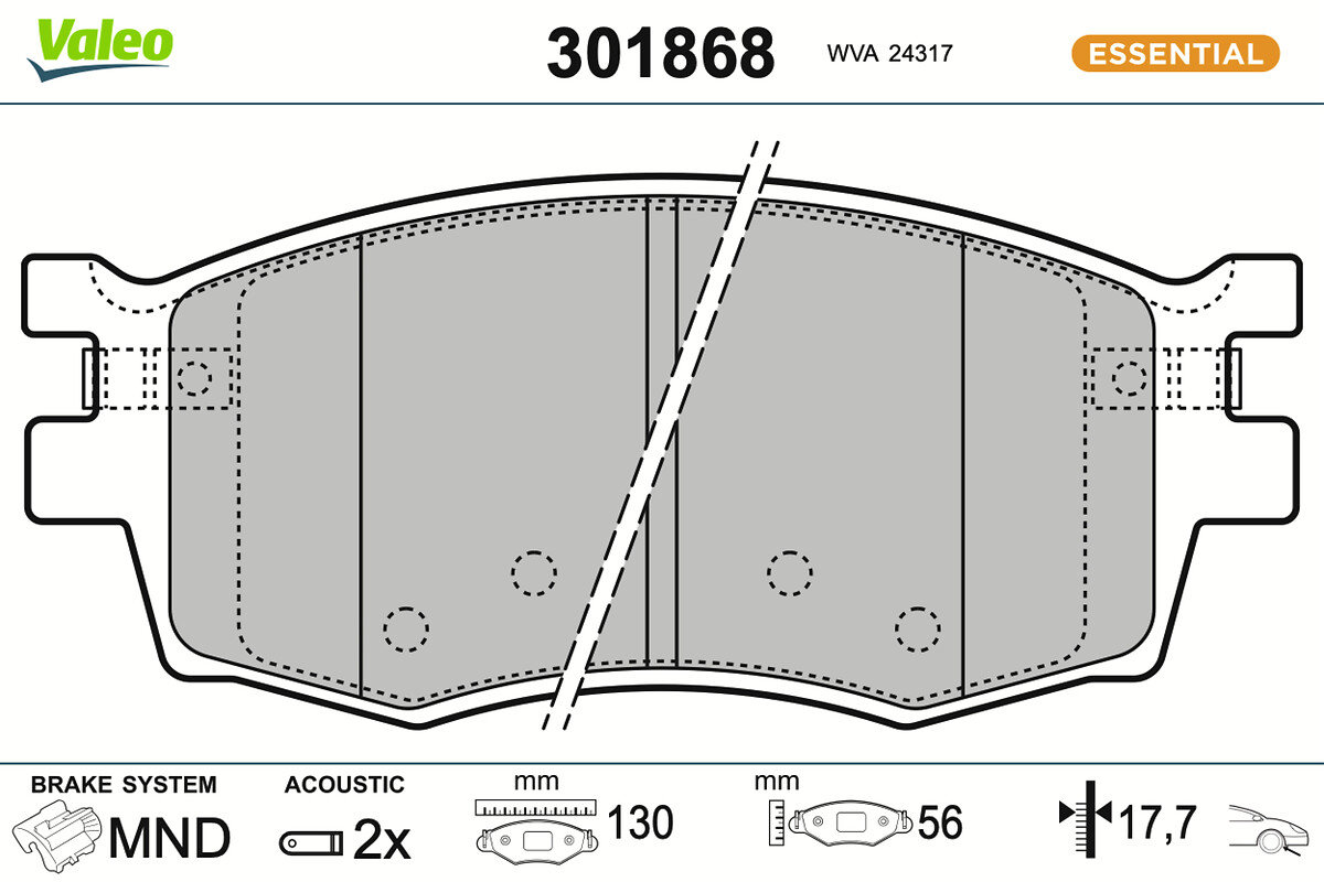 Jeu de 4 plaquettes de frein VALEO ref. 301868